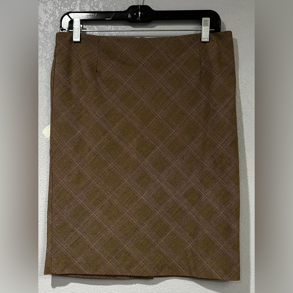 Express Women’s Brown Plaid Midi Pencil Skirt Size 4, Made in USA